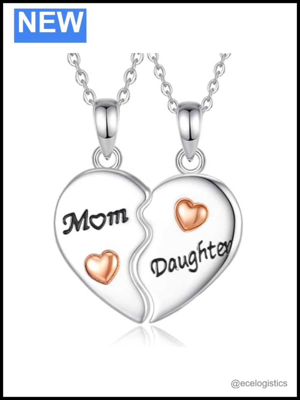 Mother Daughter Heart Necklace Set 18" O-Chain